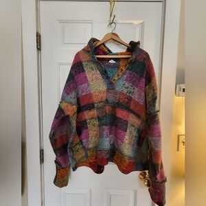 Bibi Hooded Plaid Sweatshirt Size Xl Boxy Oversized Cozy
